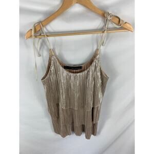Patterson J Kincaid Gold Pleated Tie Shoulder Tank Size XS